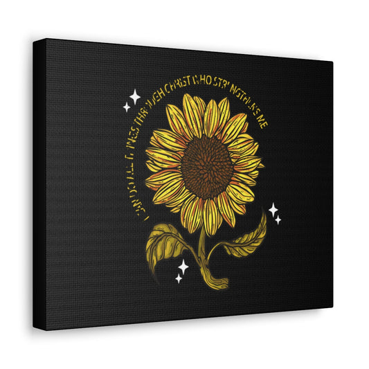 Through Christ Sunflower Philippians 4:13 Christian Wall Art Bible Verse Print Ready to Hang Unframed-Express Your Love Gifts