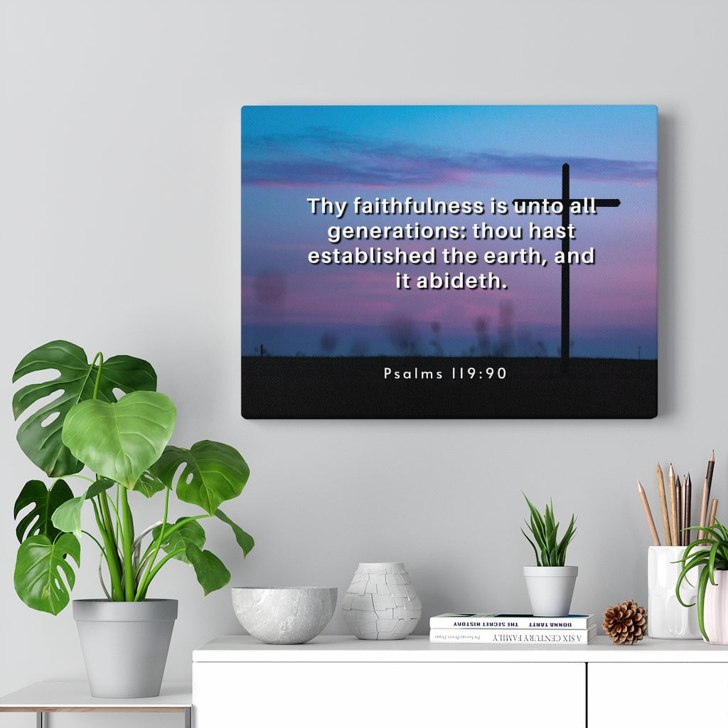 Thy Faithfulness Psalm 119:90 Bible Verse Canvas Christian Wall Art Ready to Hang Unframed-Express Your Love Gifts