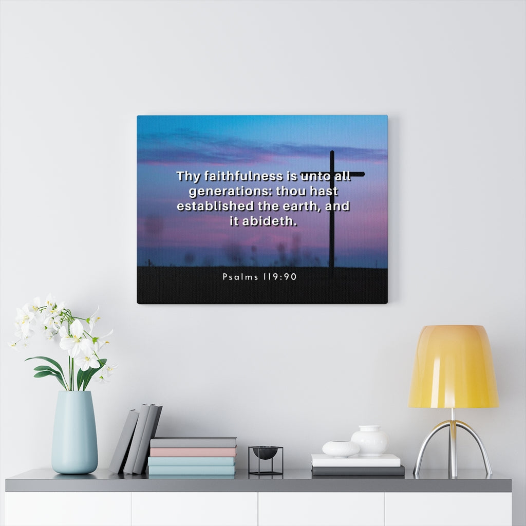 Thy Faithfulness Psalm 119:90 Bible Verse Canvas Christian Wall Art Ready to Hang Unframed-Express Your Love Gifts