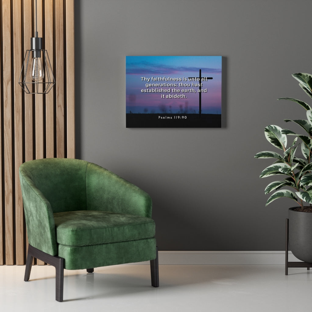 Thy Faithfulness Psalm 119:90 Bible Verse Canvas Christian Wall Art Ready to Hang Unframed-Express Your Love Gifts