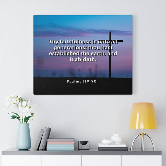 Thy Faithfulness Psalm 119:90 Bible Verse Canvas Christian Wall Art Ready to Hang Unframed-Express Your Love Gifts