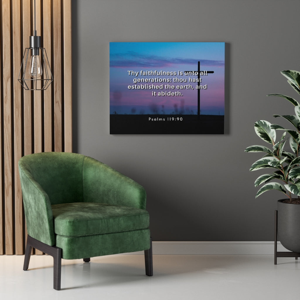 Thy Faithfulness Psalm 119:90 Bible Verse Canvas Christian Wall Art Ready to Hang Unframed-Express Your Love Gifts