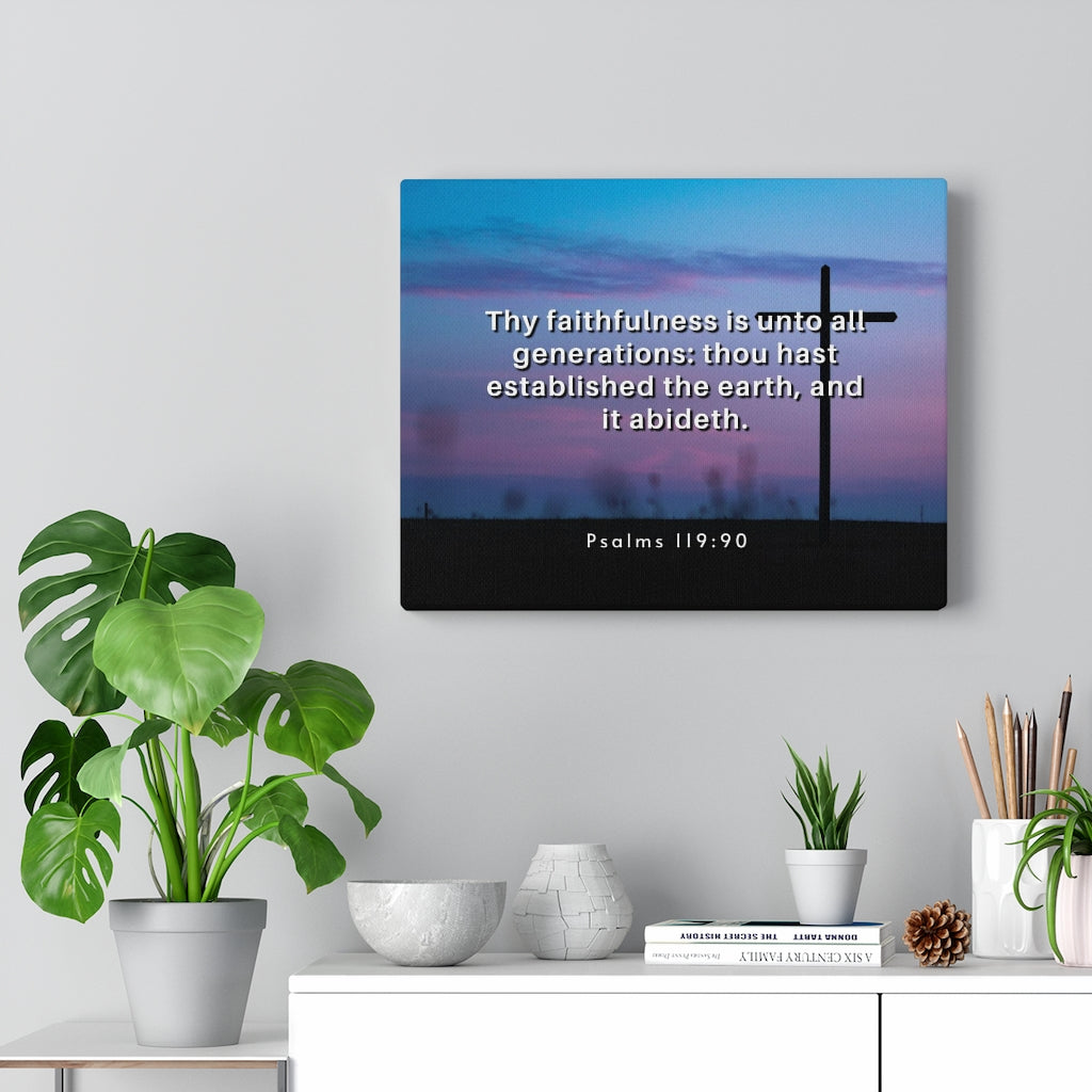 Thy Faithfulness Psalm 119:90 Bible Verse Canvas Christian Wall Art Ready to Hang Unframed-Express Your Love Gifts