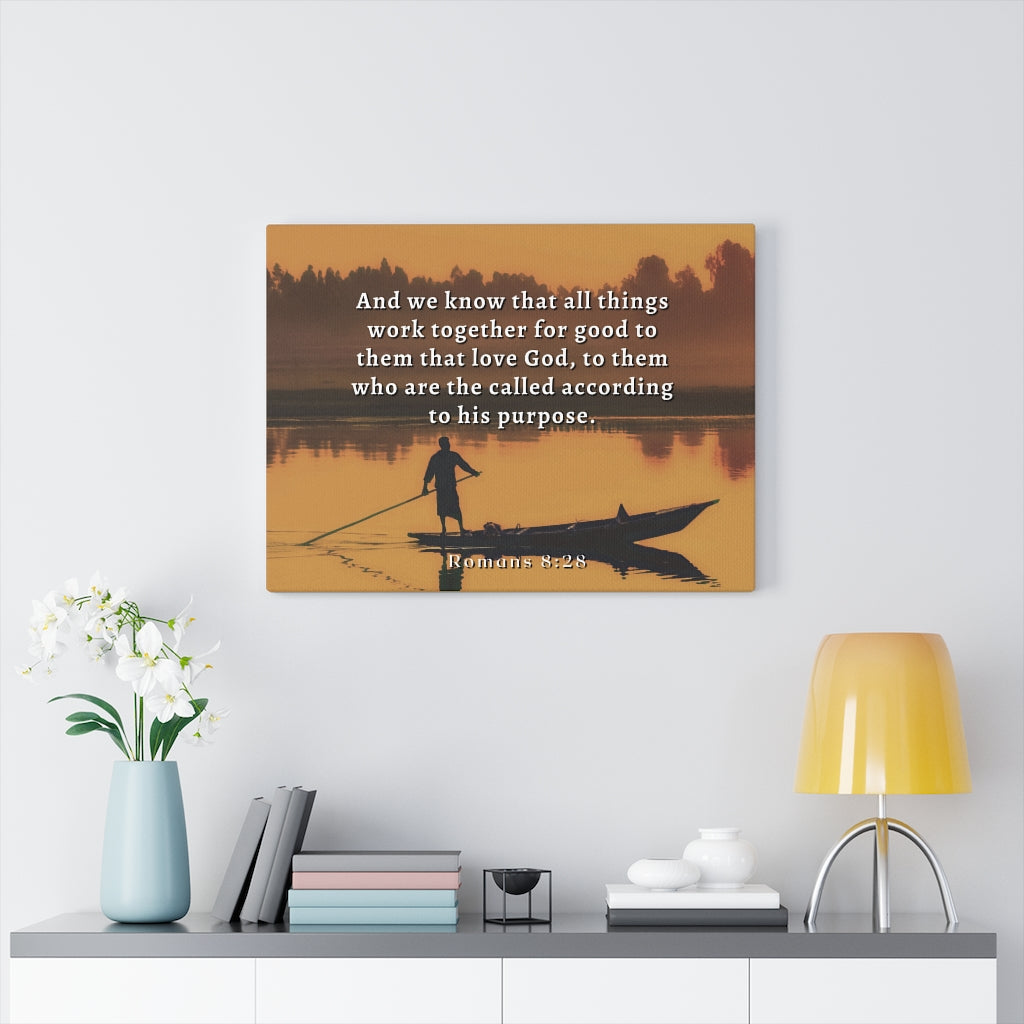To His Purpose Romans 8:28 Bible Verse Canvas Christian Wall Art Ready to Hang Unframed-Express Your Love Gifts