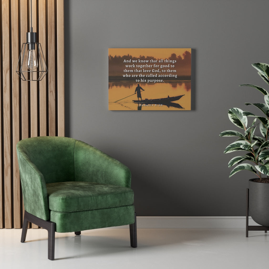 To His Purpose Romans 8:28 Bible Verse Canvas Christian Wall Art Ready to Hang Unframed-Express Your Love Gifts