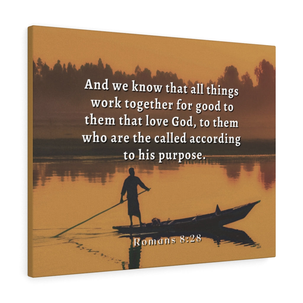 To His Purpose Romans 8:28 Bible Verse Canvas Christian Wall Art Ready to Hang Unframed-Express Your Love Gifts