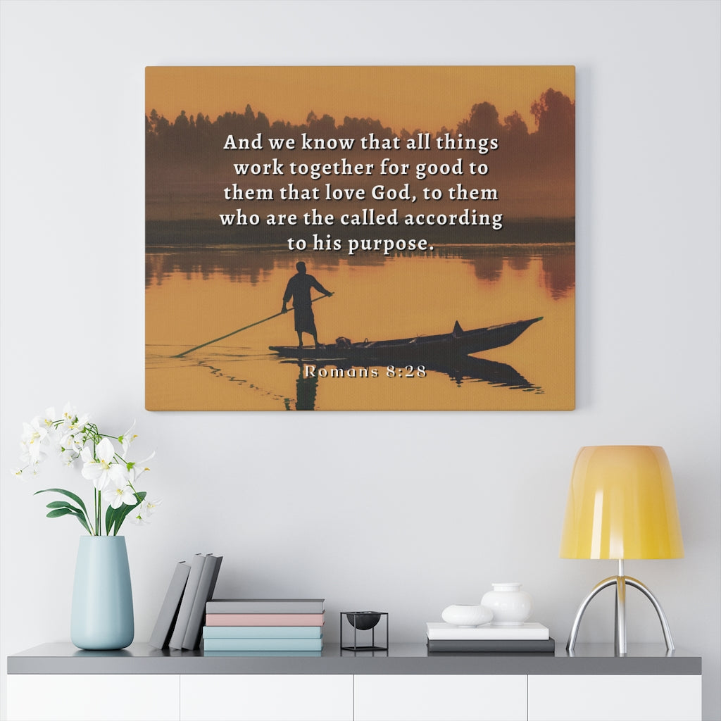 To His Purpose Romans 8:28 Bible Verse Canvas Christian Wall Art Ready to Hang Unframed-Express Your Love Gifts