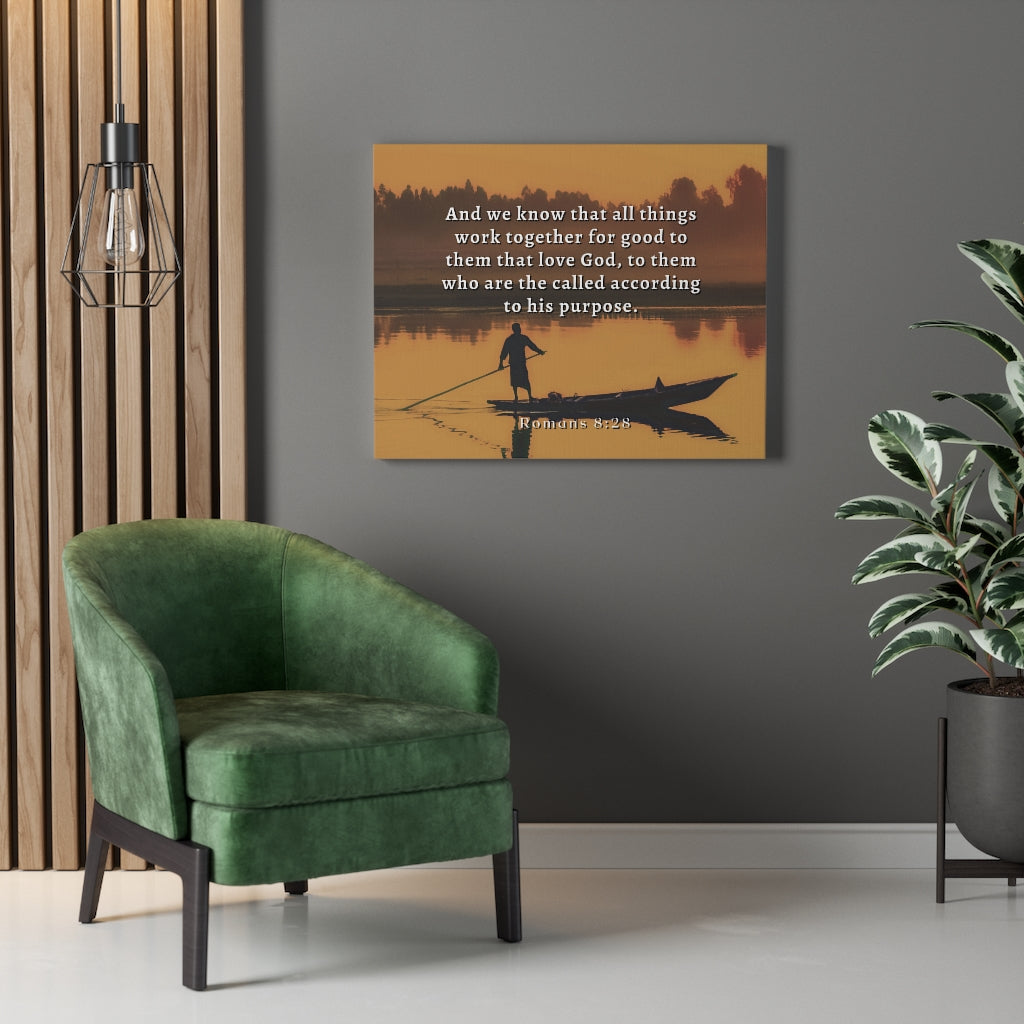 To His Purpose Romans 8:28 Bible Verse Canvas Christian Wall Art Ready to Hang Unframed-Express Your Love Gifts