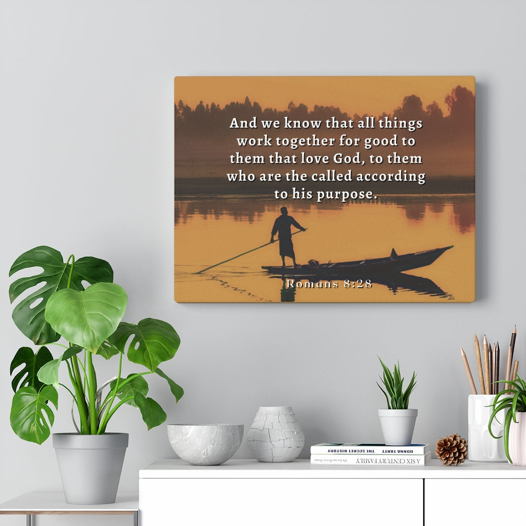 To His Purpose Romans 8:28 Bible Verse Canvas Christian Wall Art Ready to Hang Unframed-Express Your Love Gifts