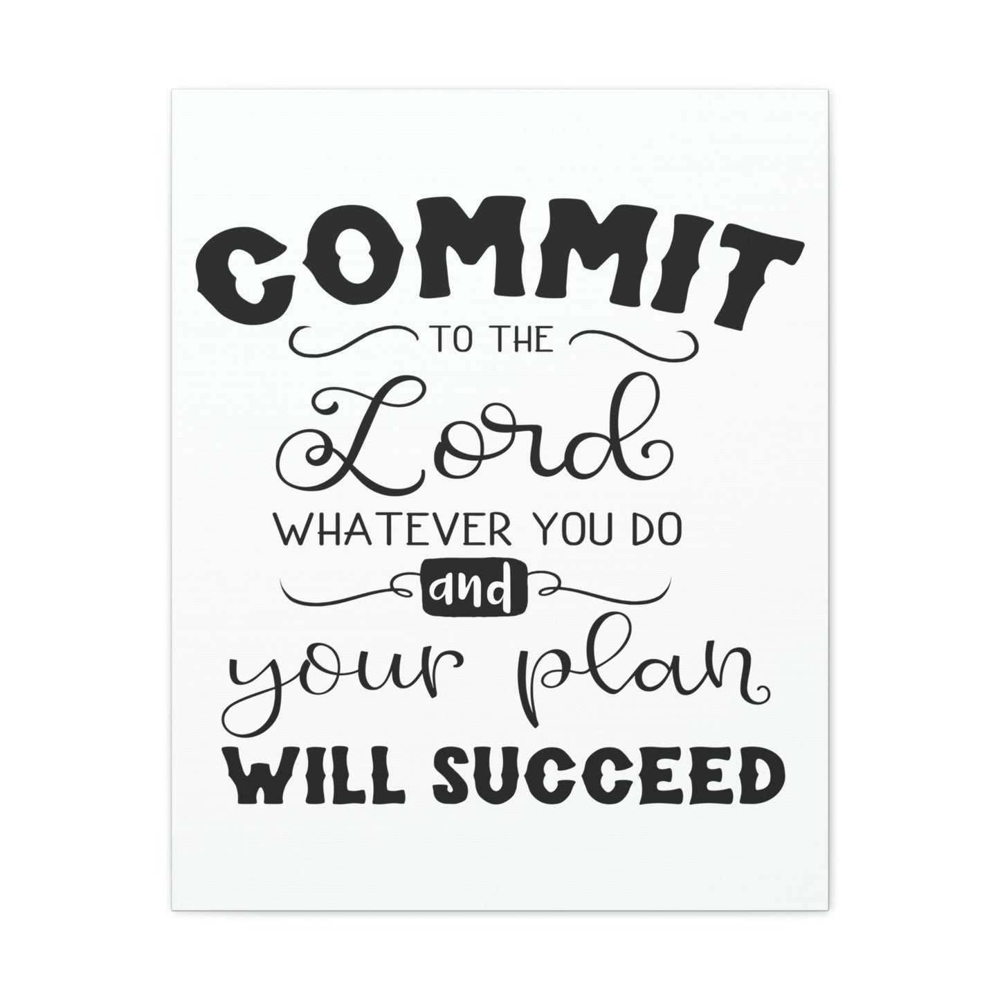 To The Lord Proverbs 16:3 Cursive Christian Wall Art Print Ready to Hang Unframed-Express Your Love Gifts