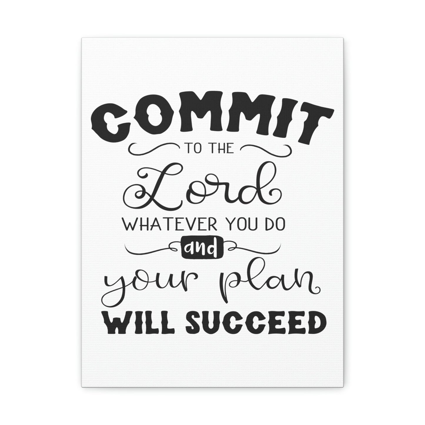 Scripture Walls To The Lord Proverbs 16:3 Cursive Christian Wall Art Print Ready to Hang Unframed-Express Your Love Gifts