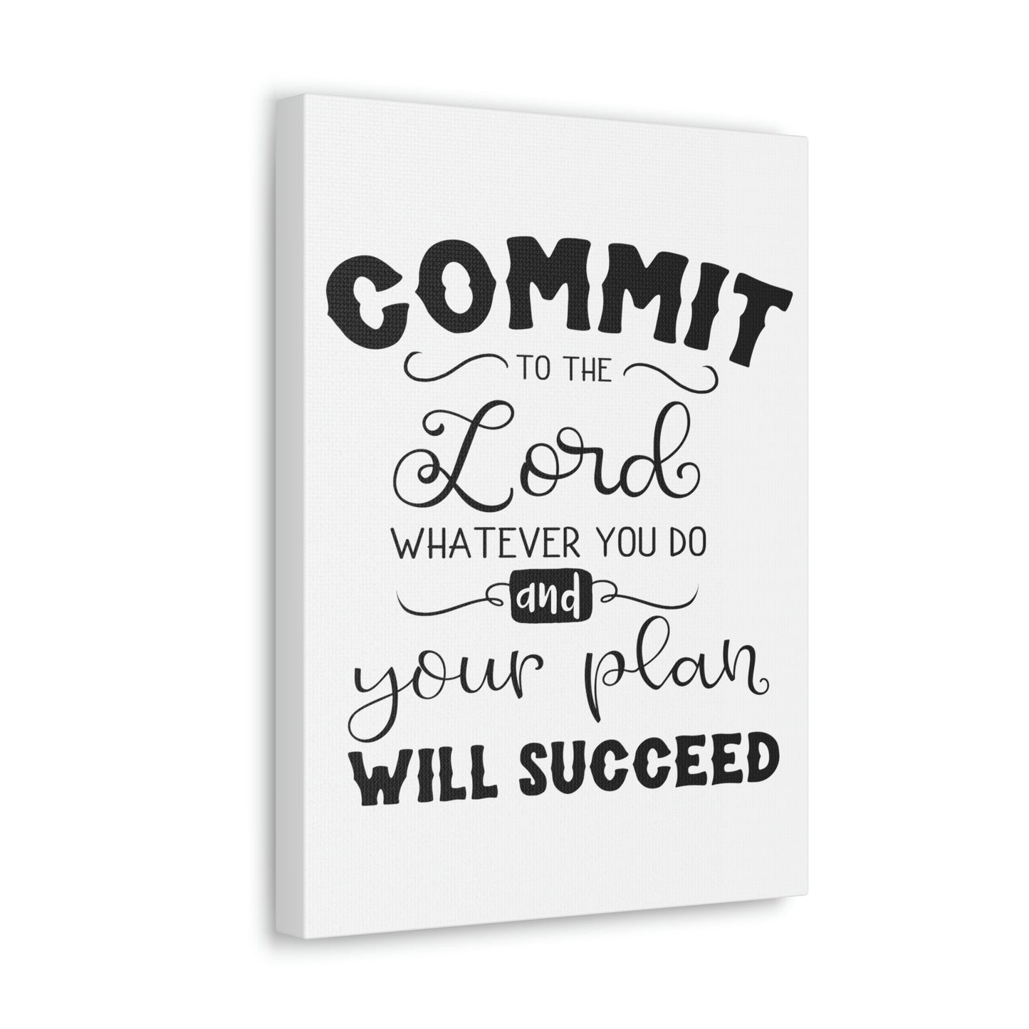 Scripture Walls To The Lord Proverbs 16:3 Cursive Christian Wall Art Print Ready to Hang Unframed-Express Your Love Gifts