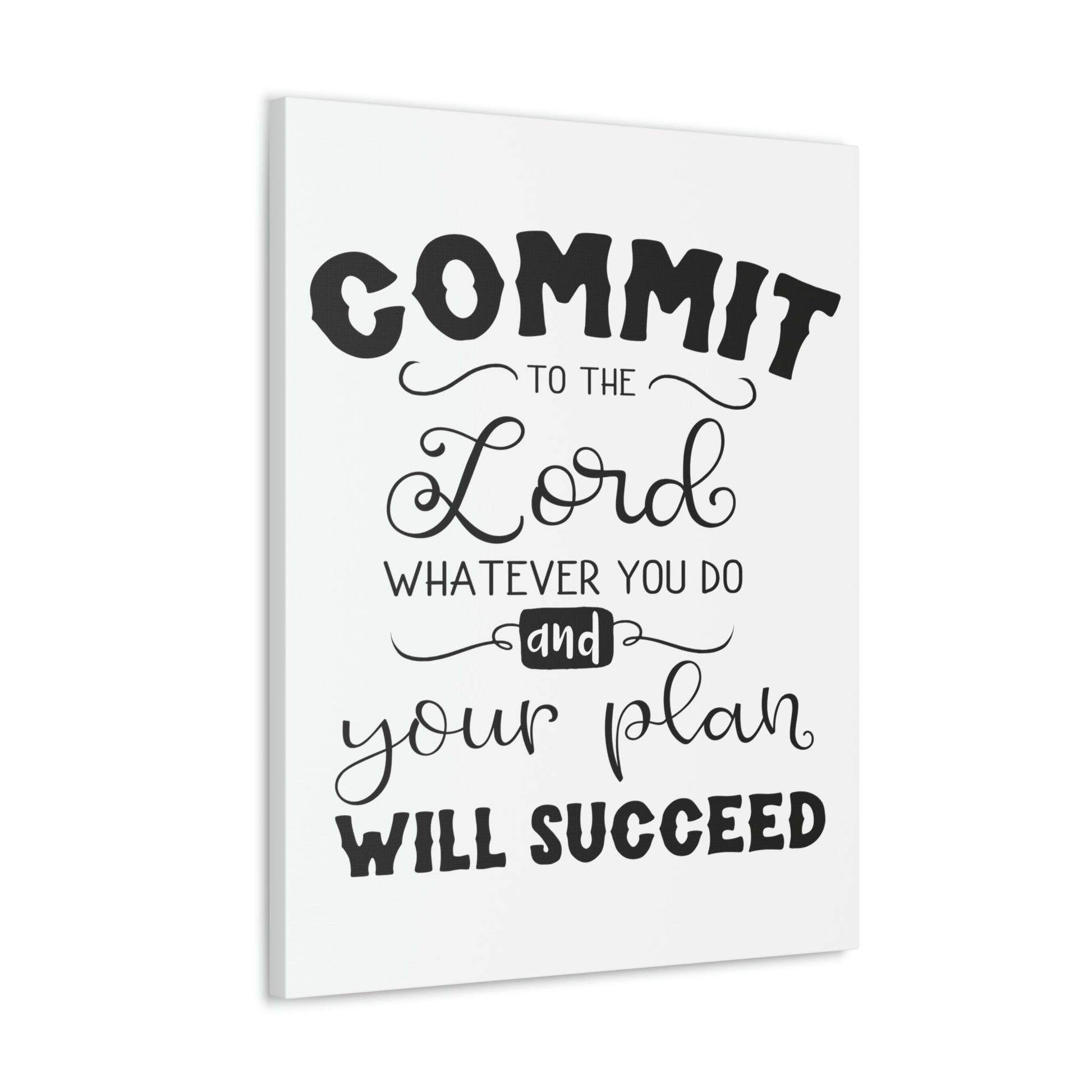 Scripture Walls To The Lord Proverbs 16:3 Cursive Christian Wall Art Print Ready to Hang Unframed-Express Your Love Gifts