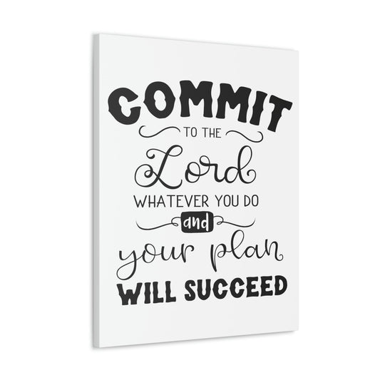 Scripture Walls To The Lord Proverbs 16:3 Cursive Christian Wall Art Print Ready to Hang Unframed-Express Your Love Gifts