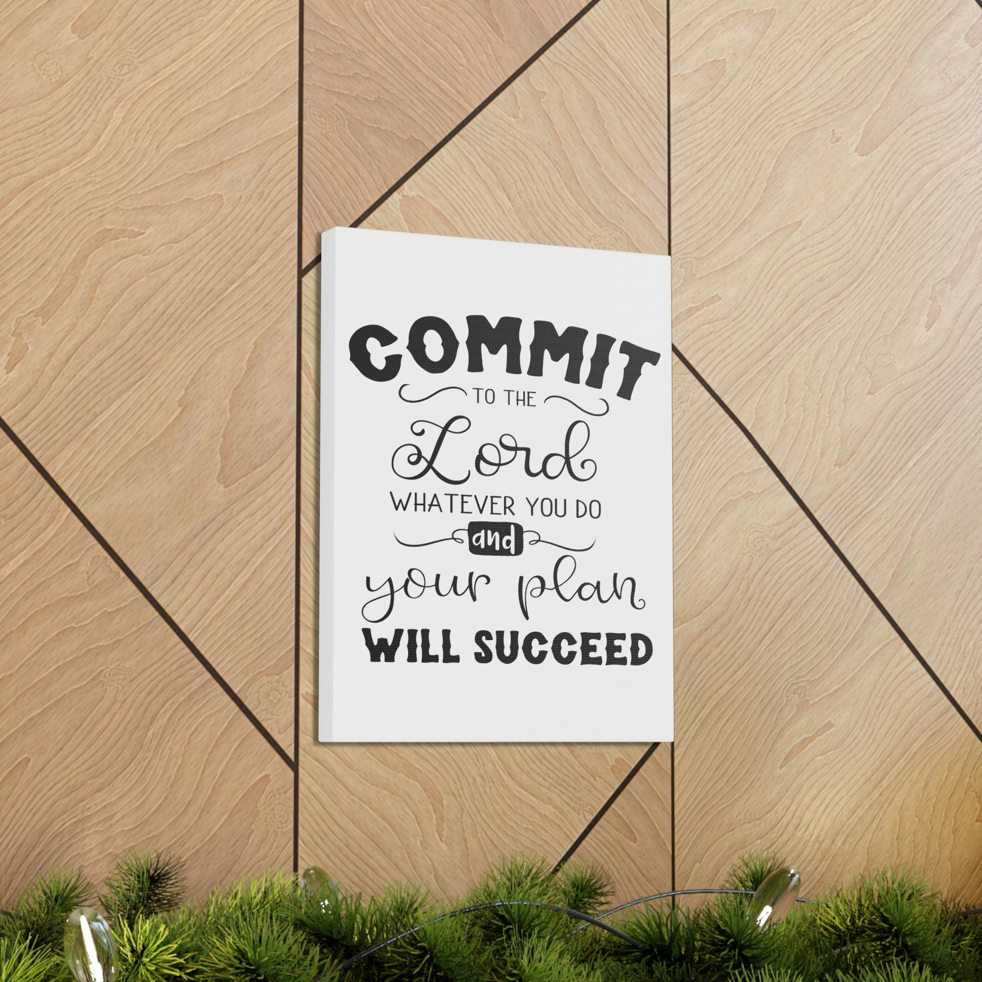 Scripture Walls To The Lord Proverbs 16:3 Cursive Christian Wall Art Print Ready to Hang Unframed-Express Your Love Gifts