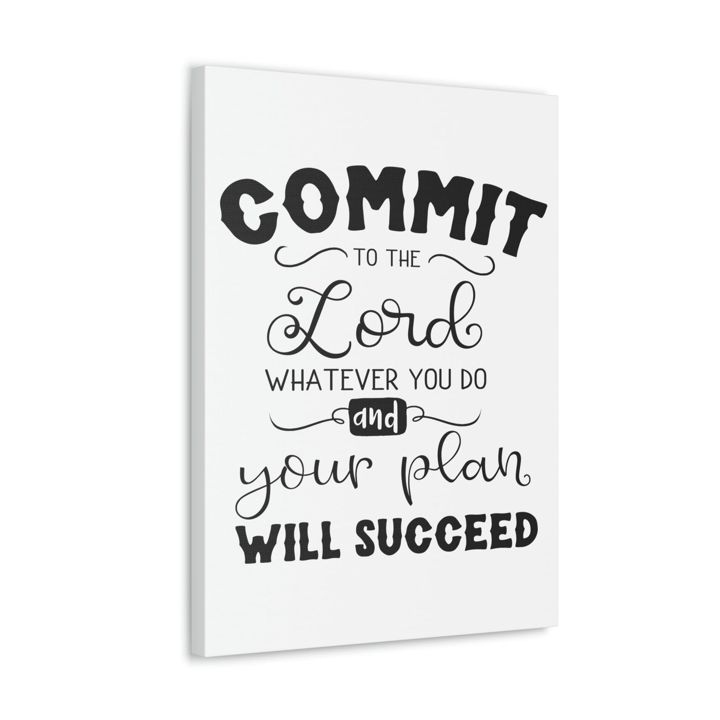 Scripture Walls To The Lord Proverbs 16:3 Cursive Christian Wall Art Print Ready to Hang Unframed-Express Your Love Gifts