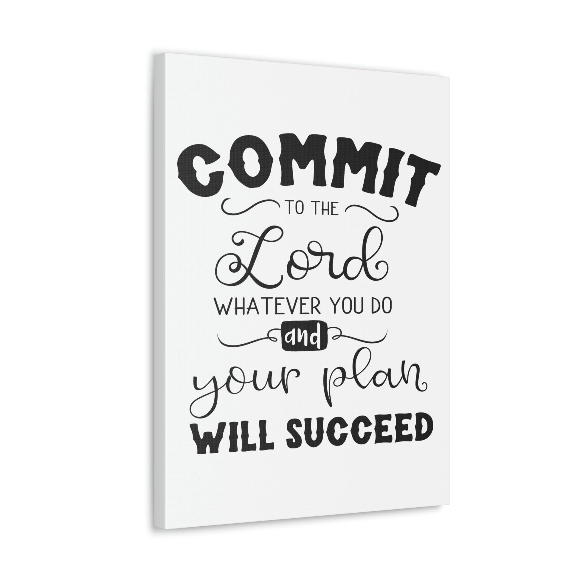 Scripture Walls To The Lord Proverbs 16:3 Cursive Christian Wall Art Print Ready to Hang Unframed-Express Your Love Gifts