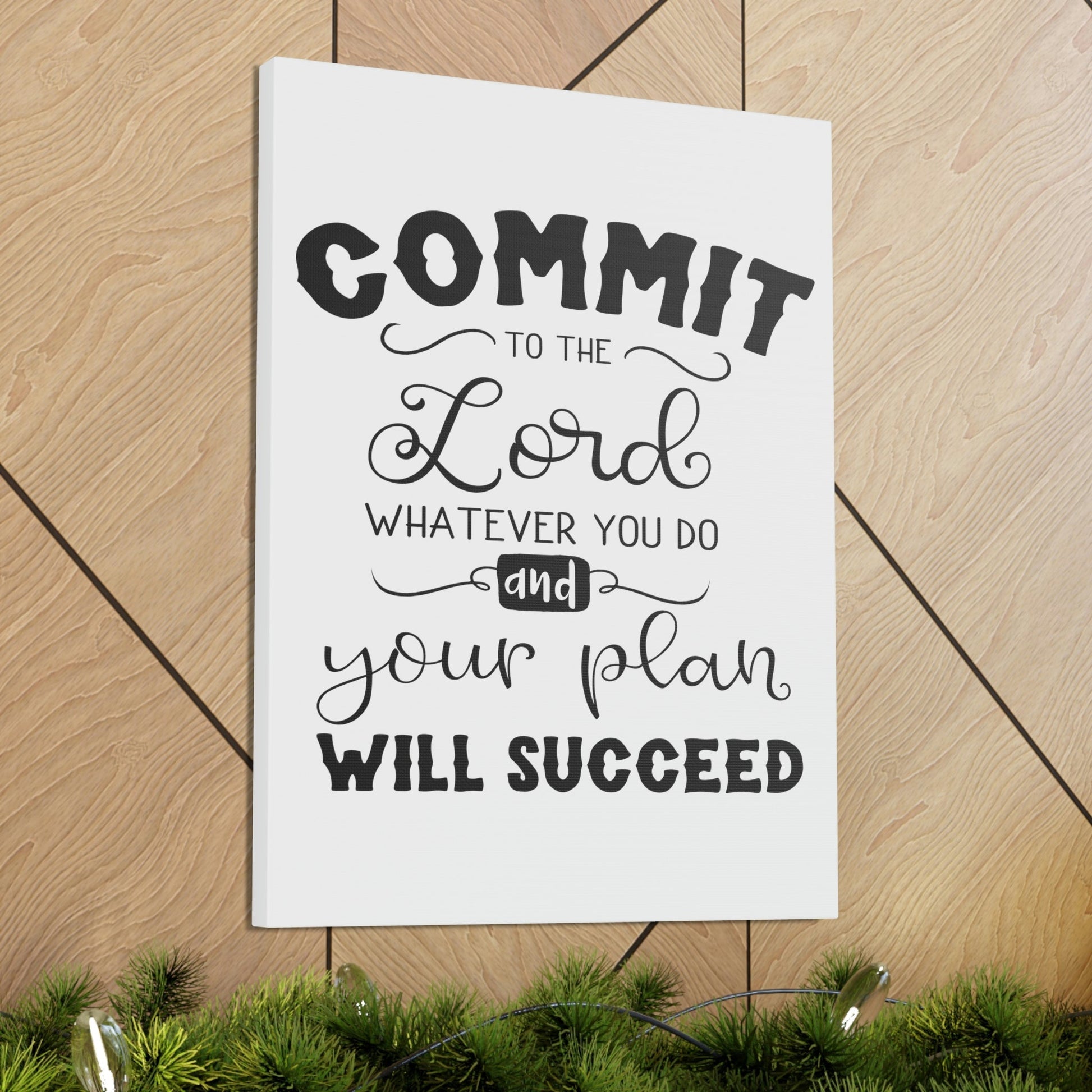 Scripture Walls To The Lord Proverbs 16:3 Cursive Christian Wall Art Print Ready to Hang Unframed-Express Your Love Gifts