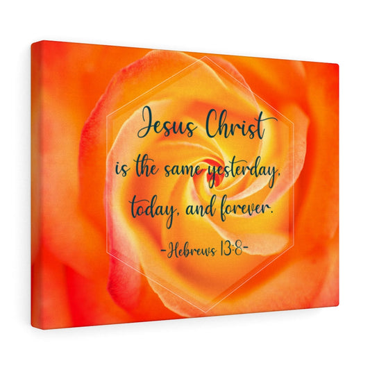 Today And Forever Hebrews 13:8 Orange Bible Verse Canvas Christian Wall Art Ready to Hang Unframed-Express Your Love Gifts