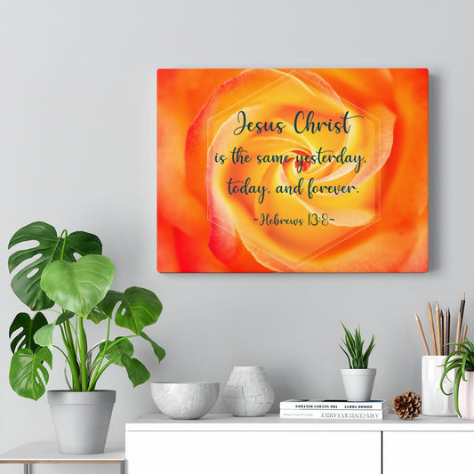 Today And Forever Hebrews 13:8 Orange Bible Verse Canvas Christian Wall Art Ready to Hang Unframed-Express Your Love Gifts