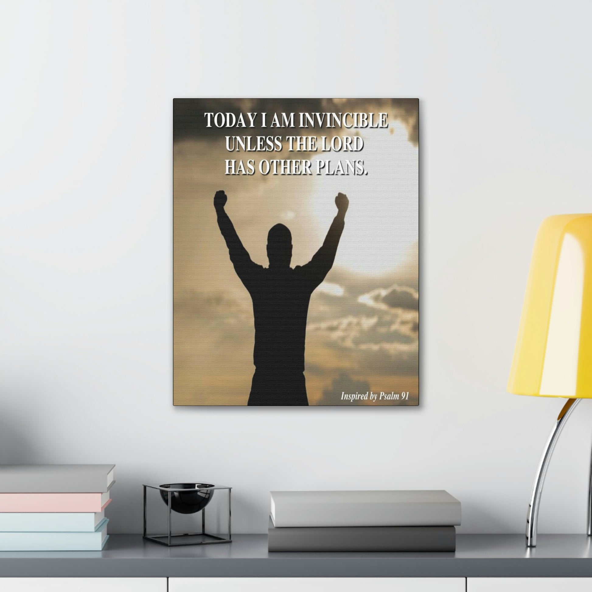 Scripture Walls Today I Am Invincible Canvas Psalm 91 Bible Verse Canvas Christian Wall Art Ready to Hang Unframed-Express Your Love Gifts