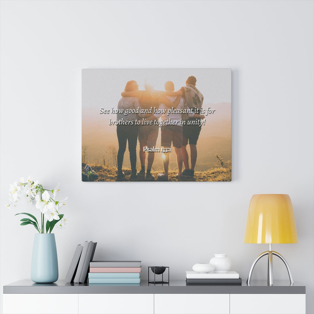 Together In Unity Psalms 133:1 Bible Verse Canvas Christian Wall Art Ready to Hang Unframed-Express Your Love Gifts
