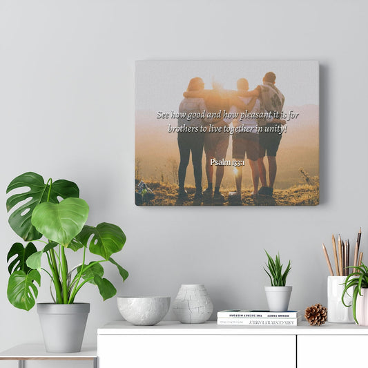 Together In Unity Psalms 133:1 Bible Verse Canvas Christian Wall Art Ready to Hang Unframed-Express Your Love Gifts