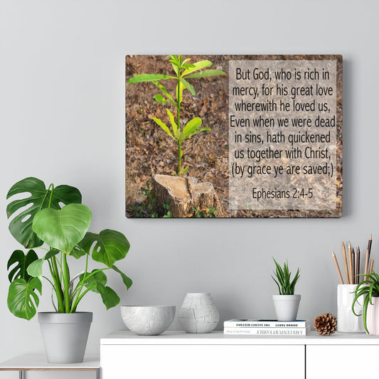 Scripture Walls Together With Christ Ephesians 2:4-5 Bible Verse Canvas Christian Wall Art Ready to Hang Unframed-Express Your Love Gifts
