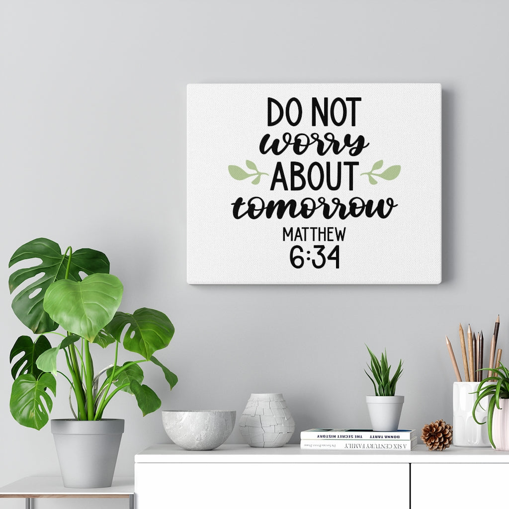 Scripture Walls Tomorrow Matthew 6:34 Bible Verse Canvas Christian Wall Art Ready to Hang Unframed-Express Your Love Gifts