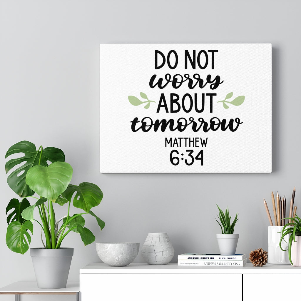 Scripture Walls Tomorrow Matthew 6:34 Bible Verse Canvas Christian Wall Art Ready to Hang Unframed-Express Your Love Gifts