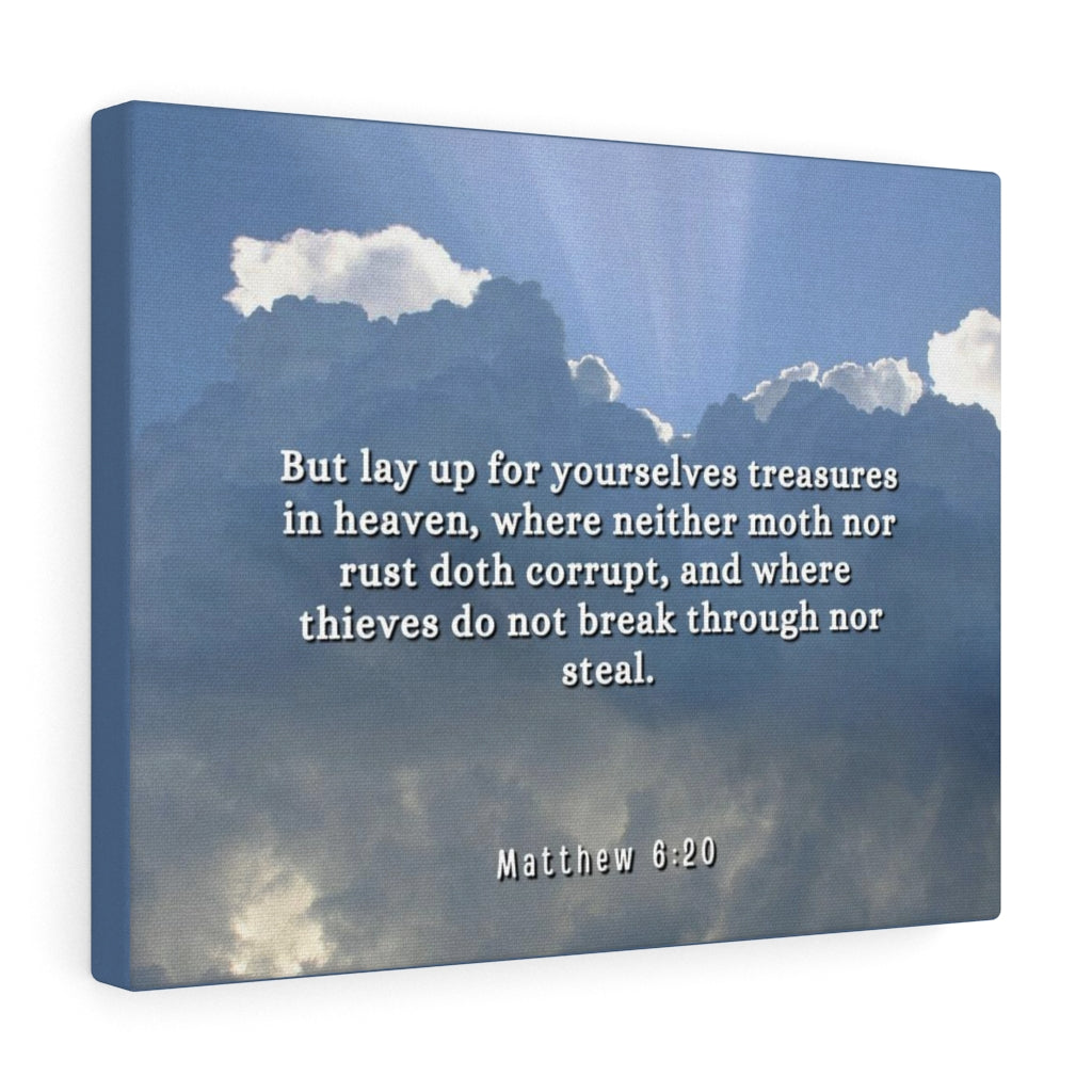 Treasures In Heaven Matthew 6:20 Bible Verse Canvas Christian Wall Art Ready to Hang Unframed-Express Your Love Gifts