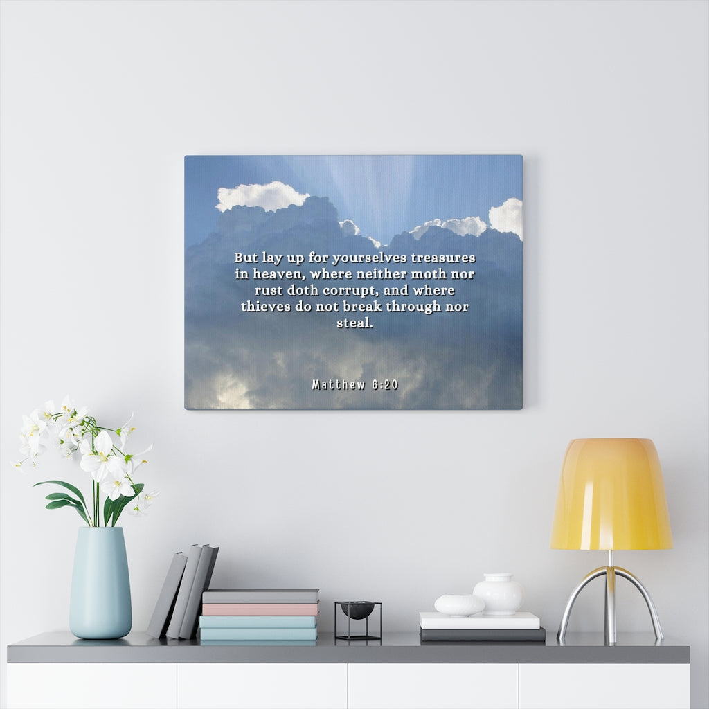 Treasures In Heaven Matthew 6:20 Bible Verse Canvas Christian Wall Art Ready to Hang Unframed-Express Your Love Gifts