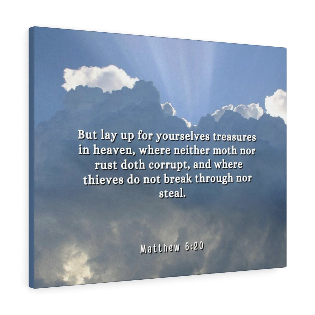 Treasures In Heaven Matthew 6:20 Bible Verse Canvas Christian Wall Art Ready to Hang Unframed-Express Your Love Gifts