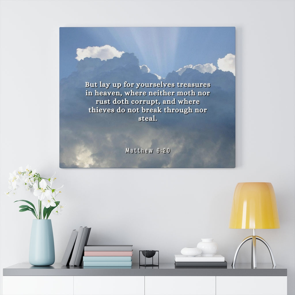 Treasures In Heaven Matthew 6:20 Bible Verse Canvas Christian Wall Art Ready to Hang Unframed-Express Your Love Gifts