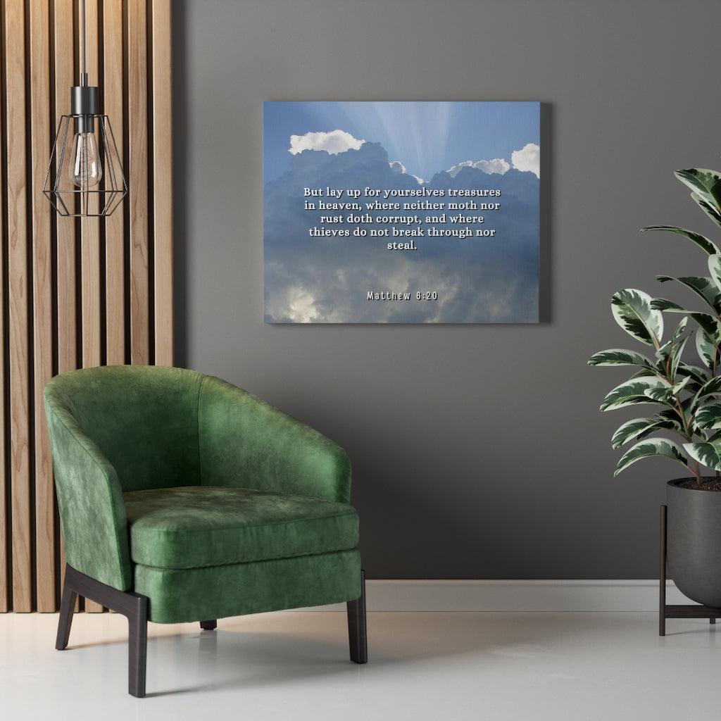 Treasures In Heaven Matthew 6:20 Bible Verse Canvas Christian Wall Art Ready to Hang Unframed-Express Your Love Gifts