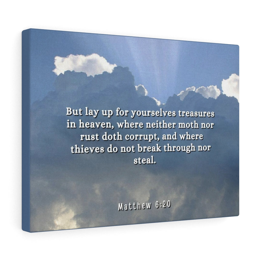 Treasures In Heaven Matthew 6:20 Bible Verse Canvas Christian Wall Art Ready to Hang Unframed-Express Your Love Gifts