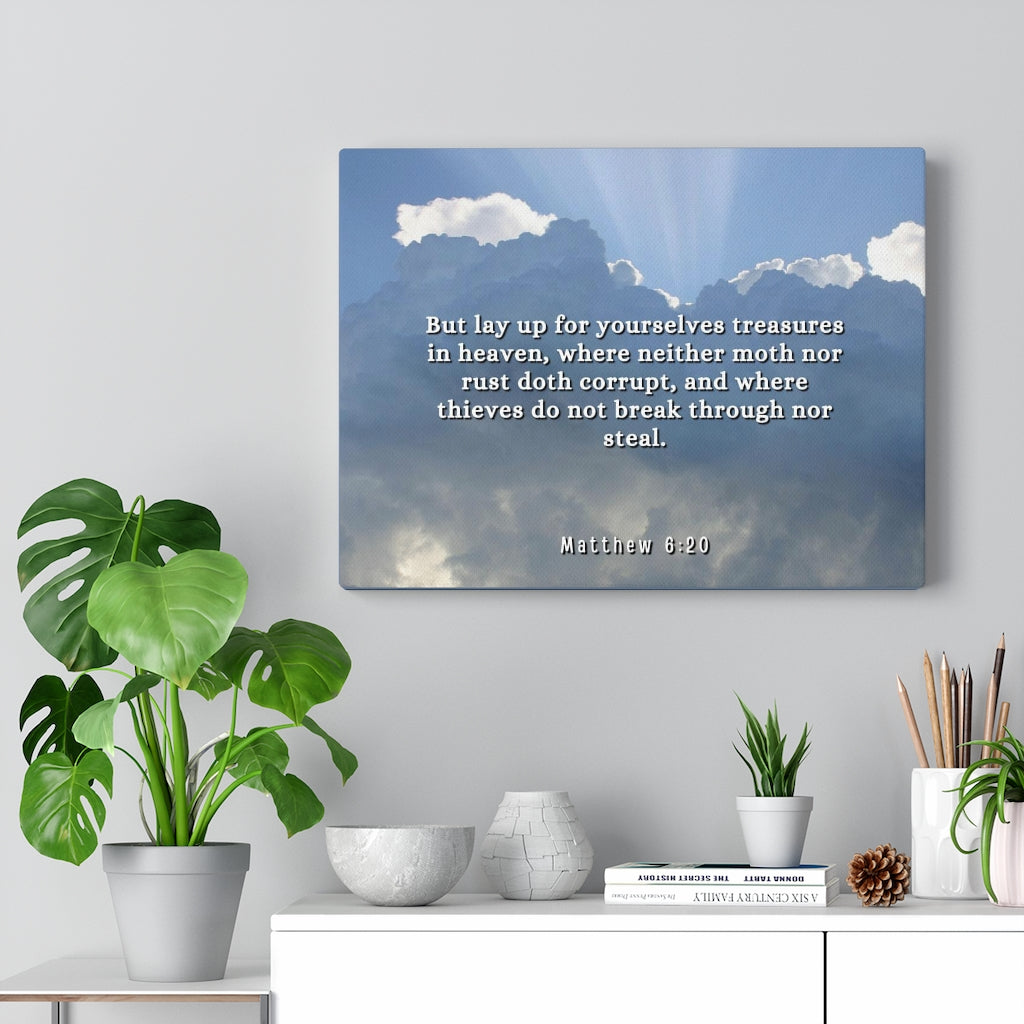 Treasures In Heaven Matthew 6:20 Bible Verse Canvas Christian Wall Art Ready to Hang Unframed-Express Your Love Gifts