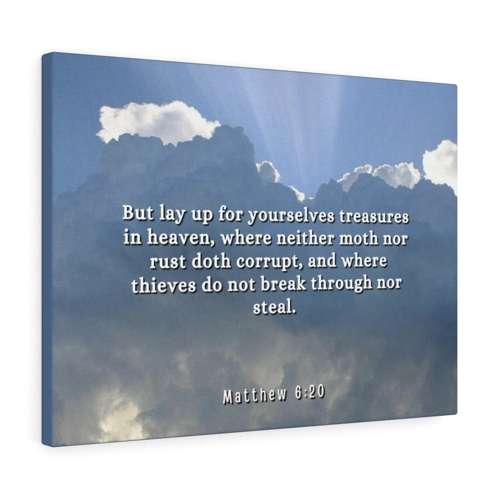 Treasures In Heaven Matthew 6:20 Bible Verse Canvas Christian Wall Art Ready to Hang Unframed-Express Your Love Gifts
