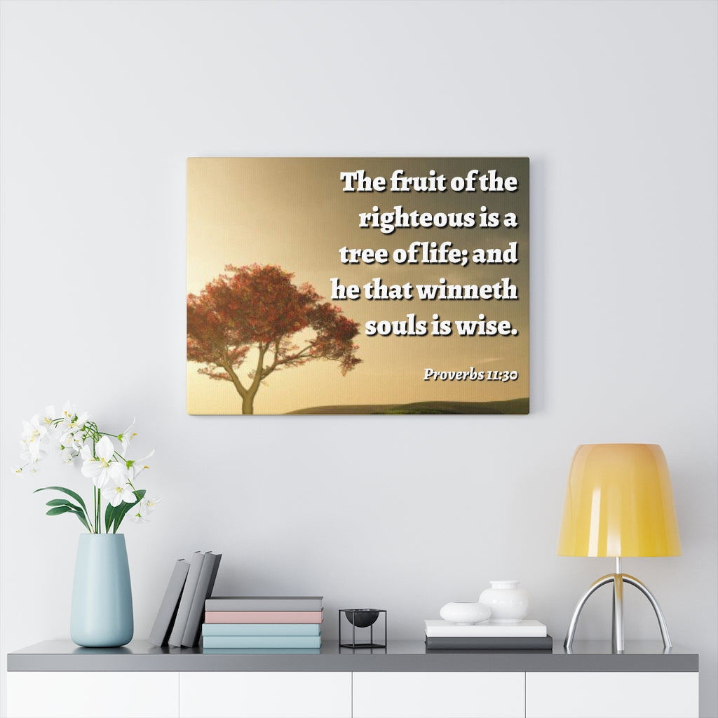 Tree Of Life Proverbs 11:30 Bible Verse Canvas Christian Wall Art Ready to Hang Unframed-Express Your Love Gifts