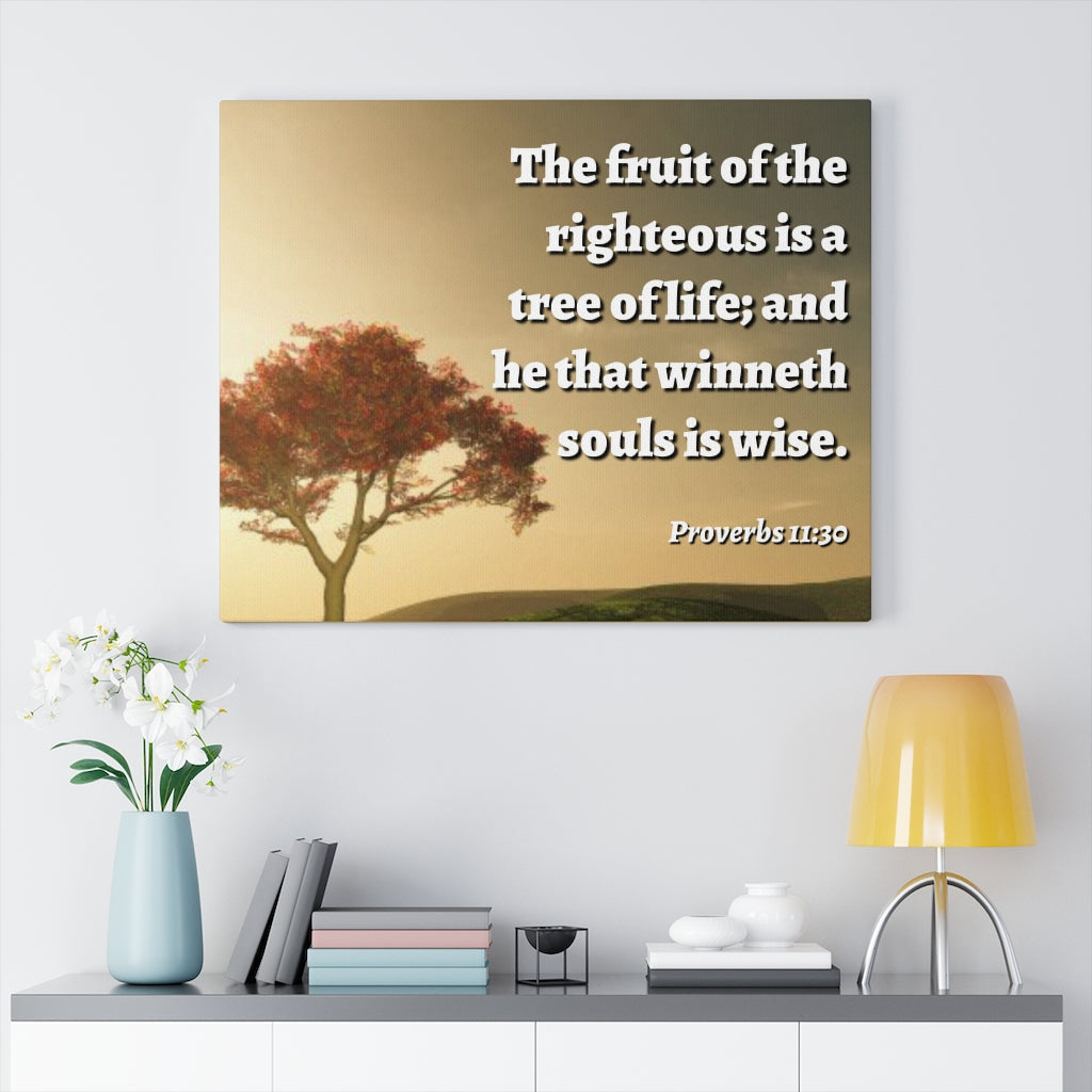 Tree Of Life Proverbs 11:30 Bible Verse Canvas Christian Wall Art Ready to Hang Unframed-Express Your Love Gifts