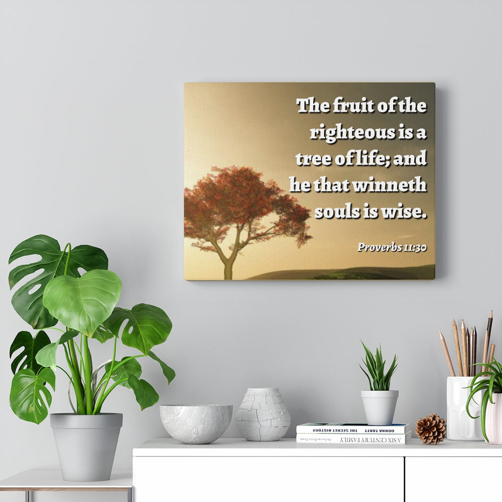 Tree Of Life Proverbs 11:30 Bible Verse Canvas Christian Wall Art Ready to Hang Unframed-Express Your Love Gifts