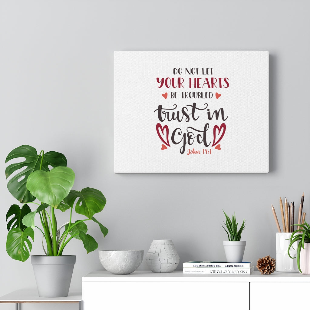 Trust In God John 14:1 Bible Verse Canvas Christian Wall Art Ready to Hang Unframed-Express Your Love Gifts