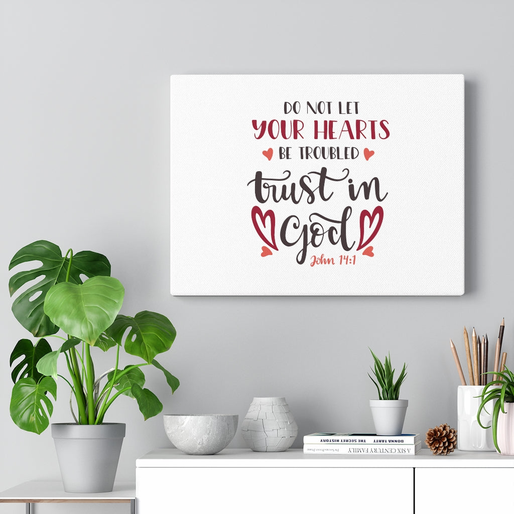 Trust In God John 14:1 Bible Verse Canvas Christian Wall Art Ready to Hang Unframed-Express Your Love Gifts