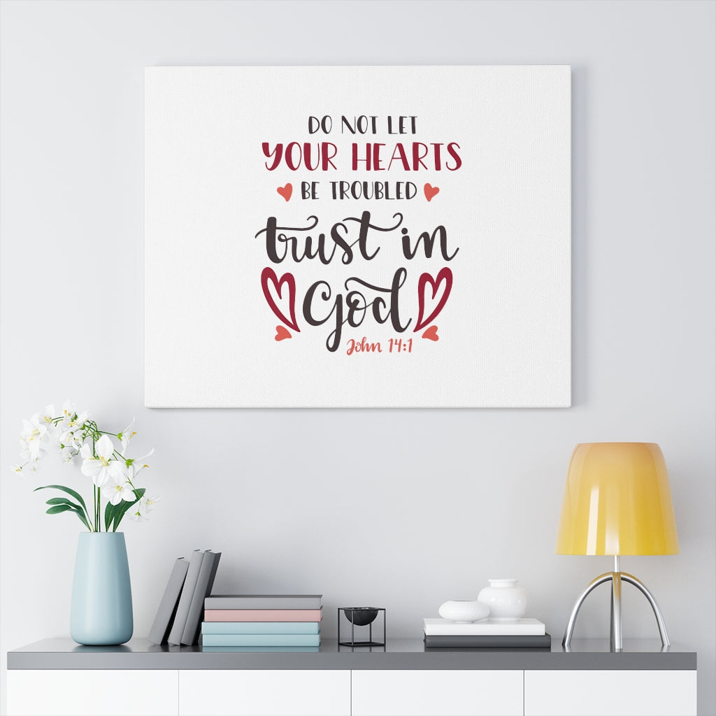 Trust In God John 14:1 Bible Verse Canvas Christian Wall Art Ready to Hang Unframed-Express Your Love Gifts