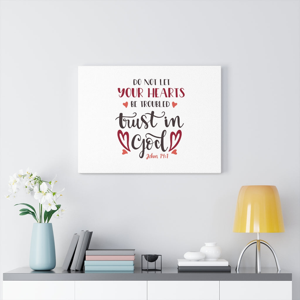 Trust In God John 14:1 Bible Verse Canvas Christian Wall Art Ready to Hang Unframed-Express Your Love Gifts