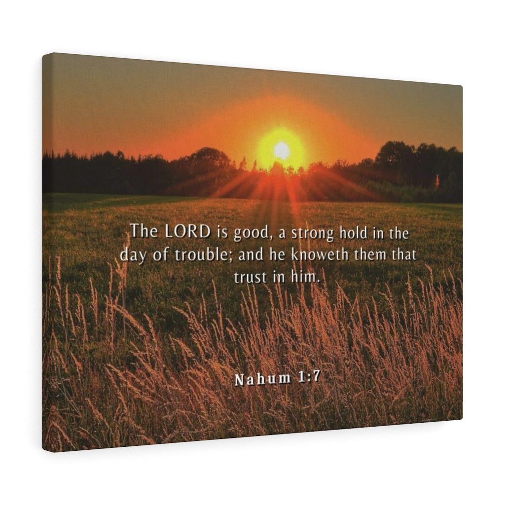 Trust In Him Nahum 1:7 Bible Verse Canvas Christian Wall Art Ready to Hang Unframed-Express Your Love Gifts