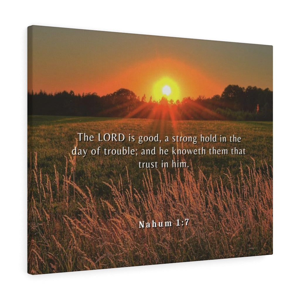 Trust In Him Nahum 1:7 Bible Verse Canvas Christian Wall Art Ready to Hang Unframed-Express Your Love Gifts