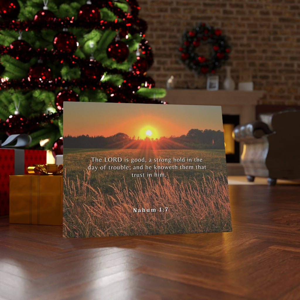 Trust In Him Nahum 1:7 Bible Verse Canvas Christian Wall Art Ready to Hang Unframed-Express Your Love Gifts