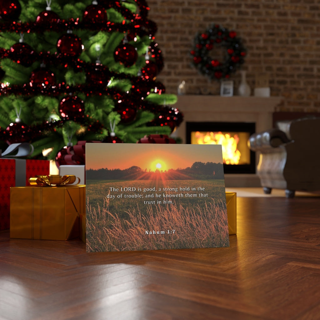 Trust In Him Nahum 1:7 Bible Verse Canvas Christian Wall Art Ready to Hang Unframed-Express Your Love Gifts