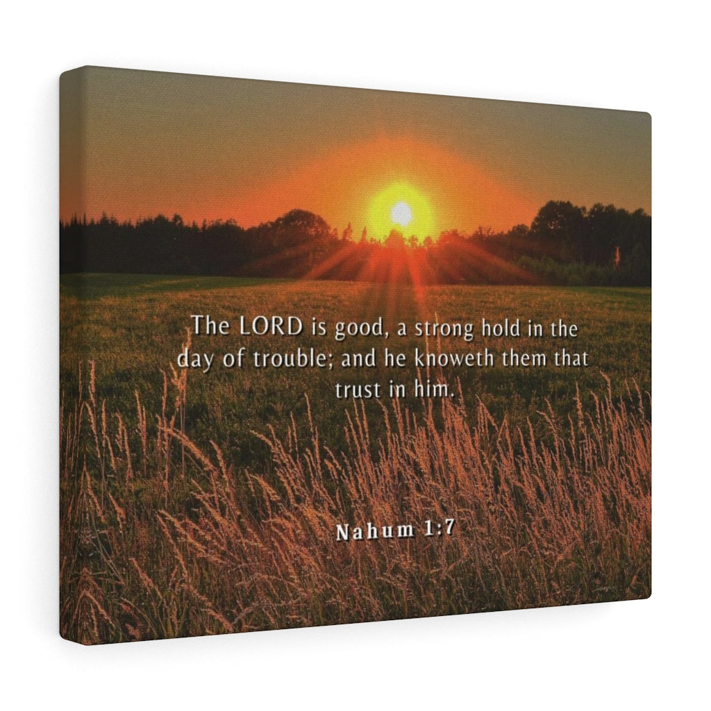 Trust In Him Nahum 1:7 Bible Verse Canvas Christian Wall Art Ready to Hang Unframed-Express Your Love Gifts